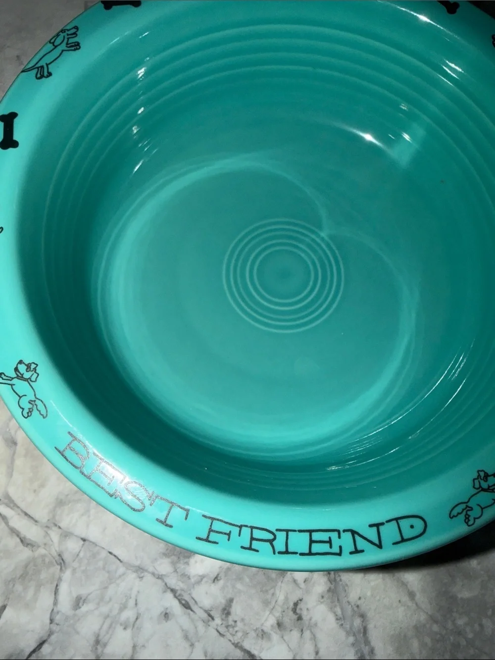 Fiesta Teal Ceramic Pet Bowl with Dog Motifs